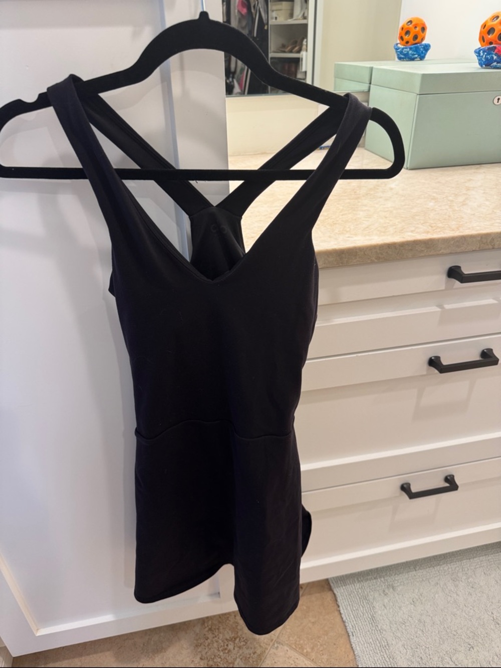 ALO Yoga Black Crossback Workout dress with shorts